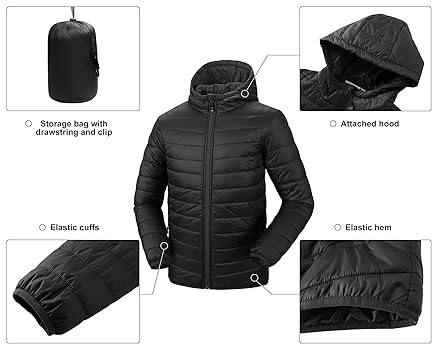 33,000ft Men's Lightweight Packable Insulated Puffer Winter